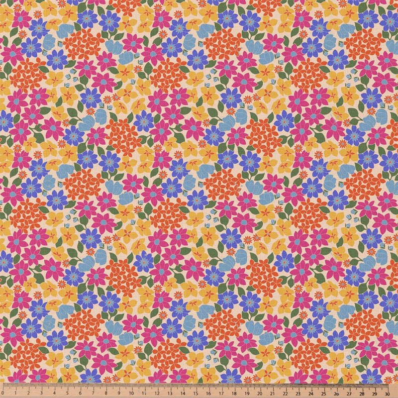 Printed Cotton GLADYS Pink / Yellow